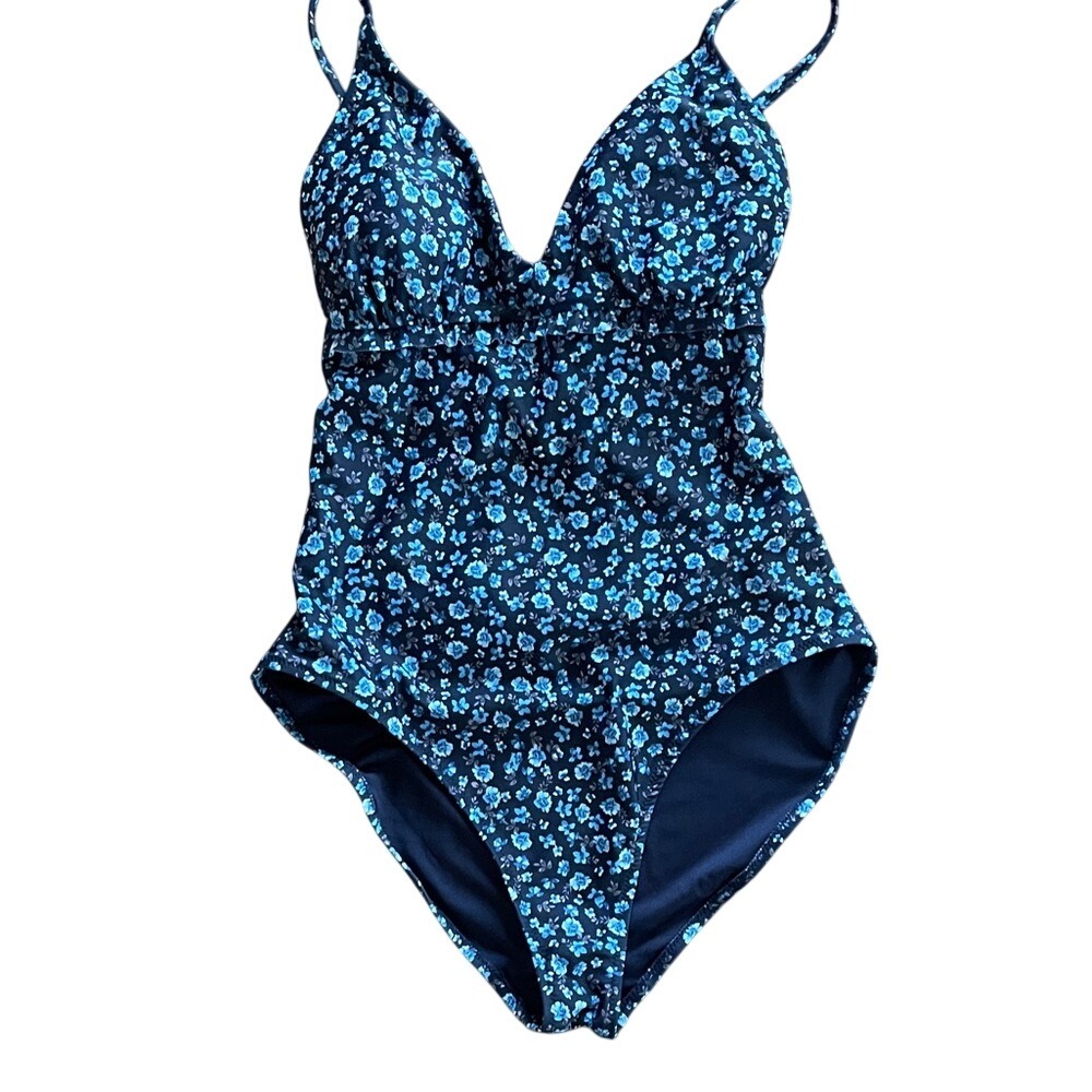 Old Navy One-Piece Swimsuit Blue Floral Print Medium‎